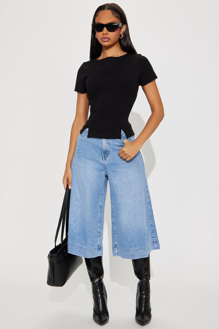 Greenwich Culottes Wide Leg Jeans - Medium Wash