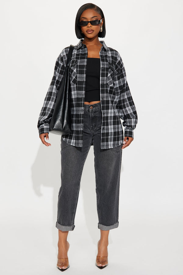 Maybe So Roll Cuff Taper Leg Jeans - Grey