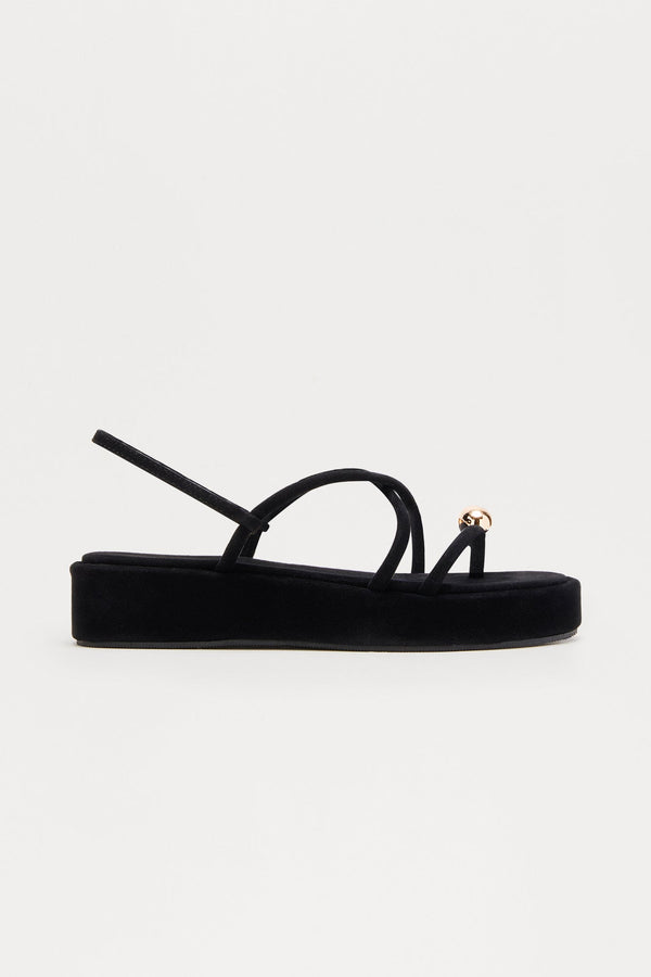 Emiko Toe Ring Platform Sandals - Black