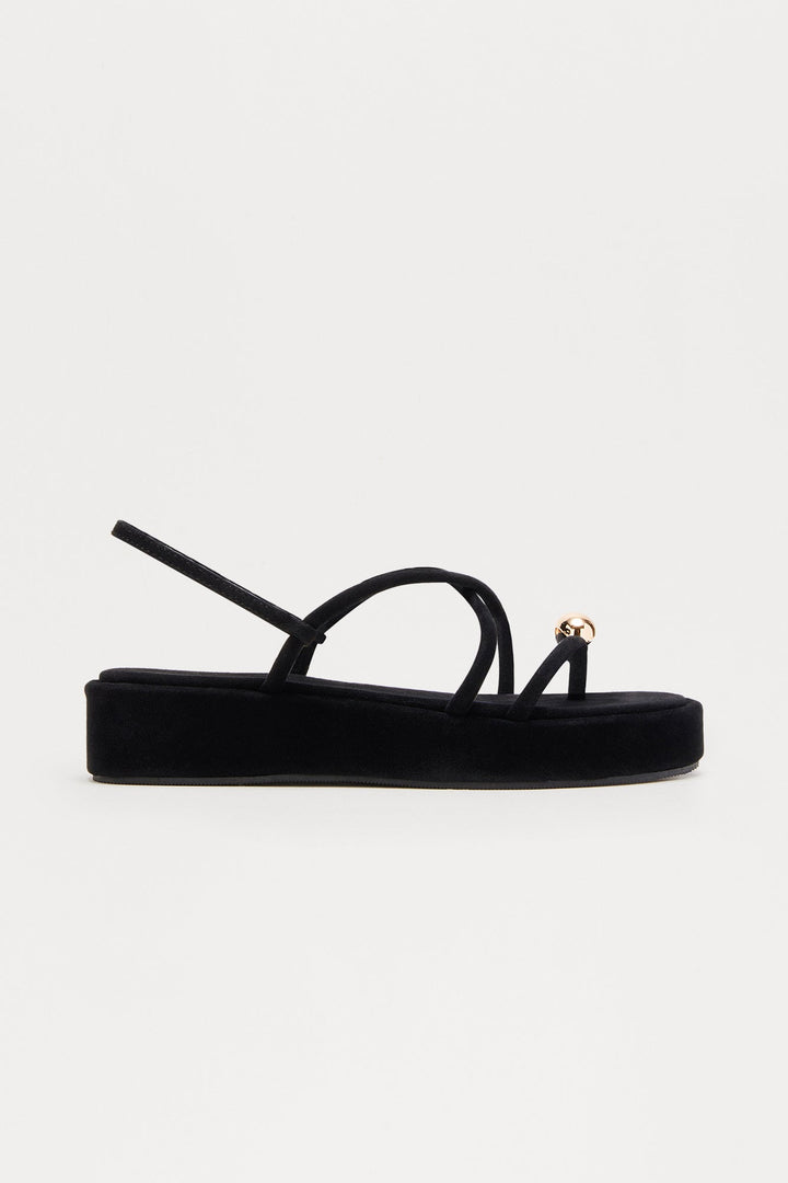 Emiko Toe Ring Platform Sandals - Black