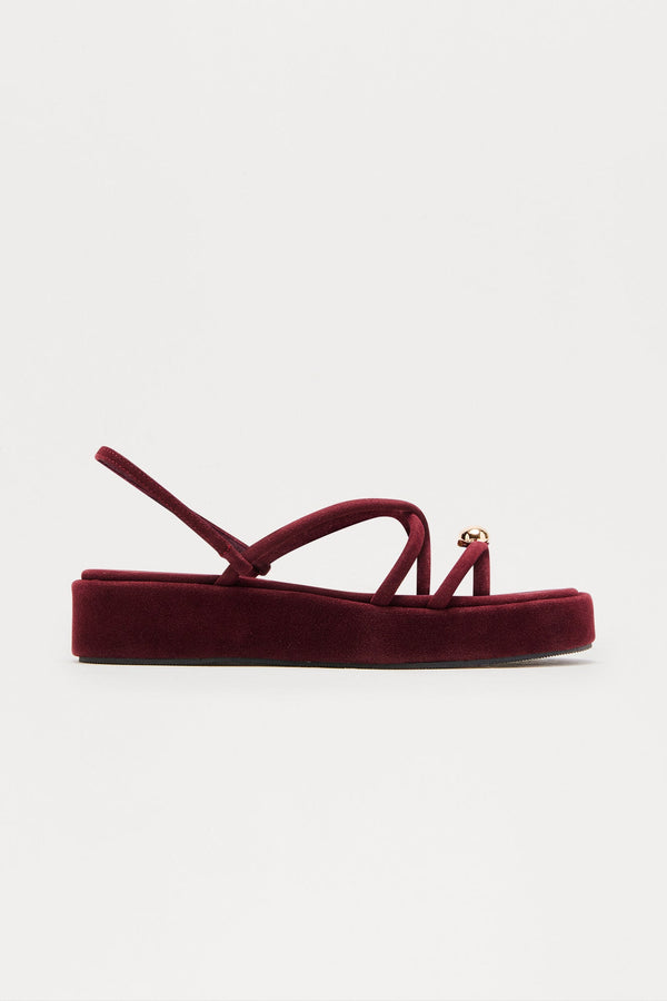 Emiko Toe Ring Platform Sandals - Burgundy