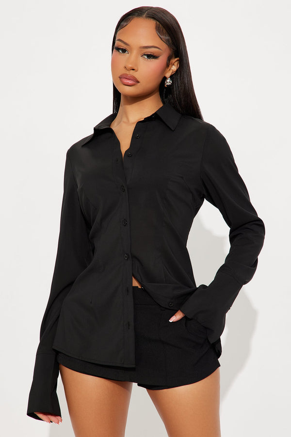 Out And About Chiffon Shirt - Black
