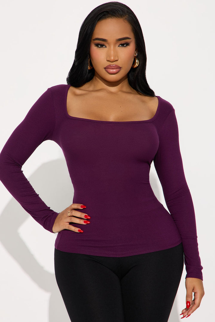 Issa Ribbed Top - Plum