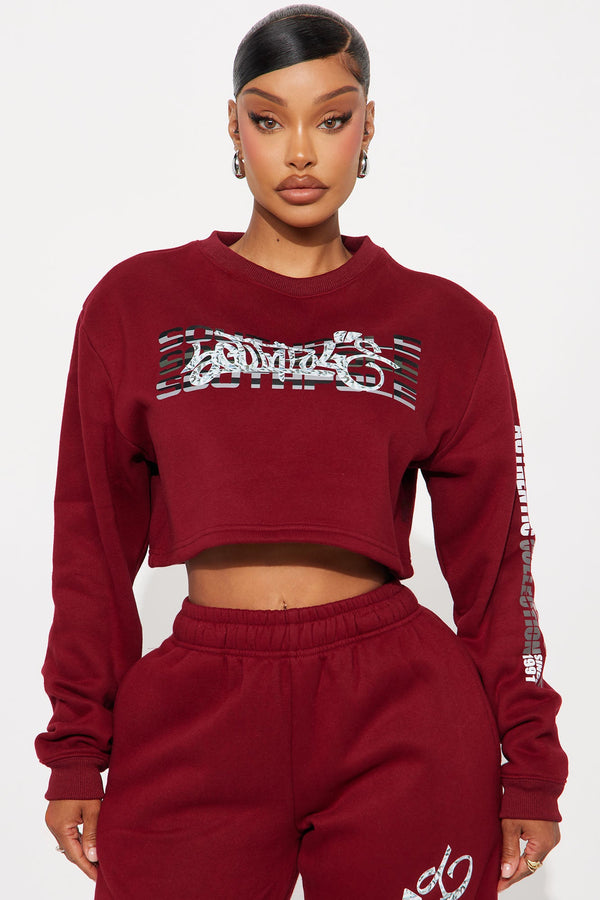Southpole Signature Cropped Sweatshirt - Red
