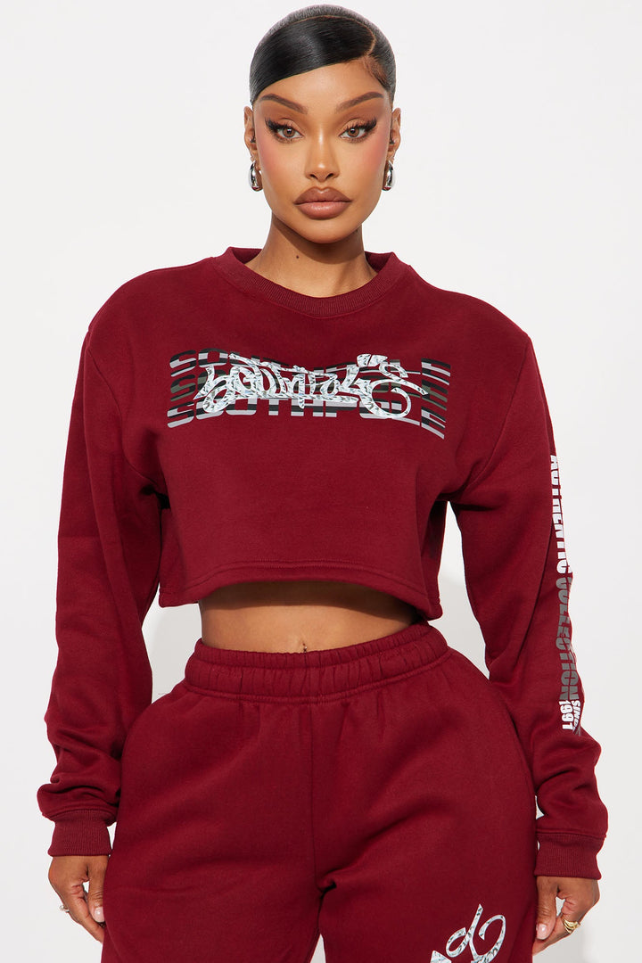 Southpole Signature Cropped Sweatshirt - Red