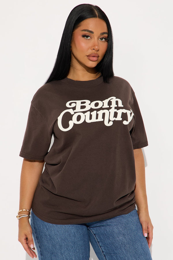 Born Country Vintage Washed Tee - Brown