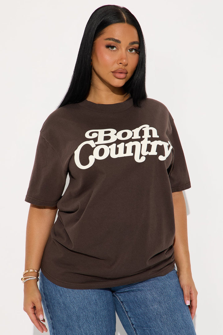 Born Country Vintage Washed Tee - Brown