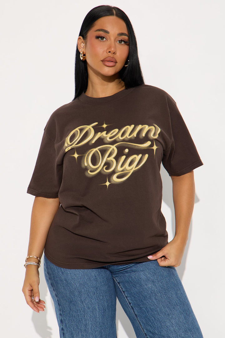Dream Big Vintage Washed Tee - Brown