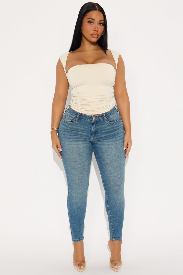 Much Better Crosshatch Skinny Jeans - Vintage Wash