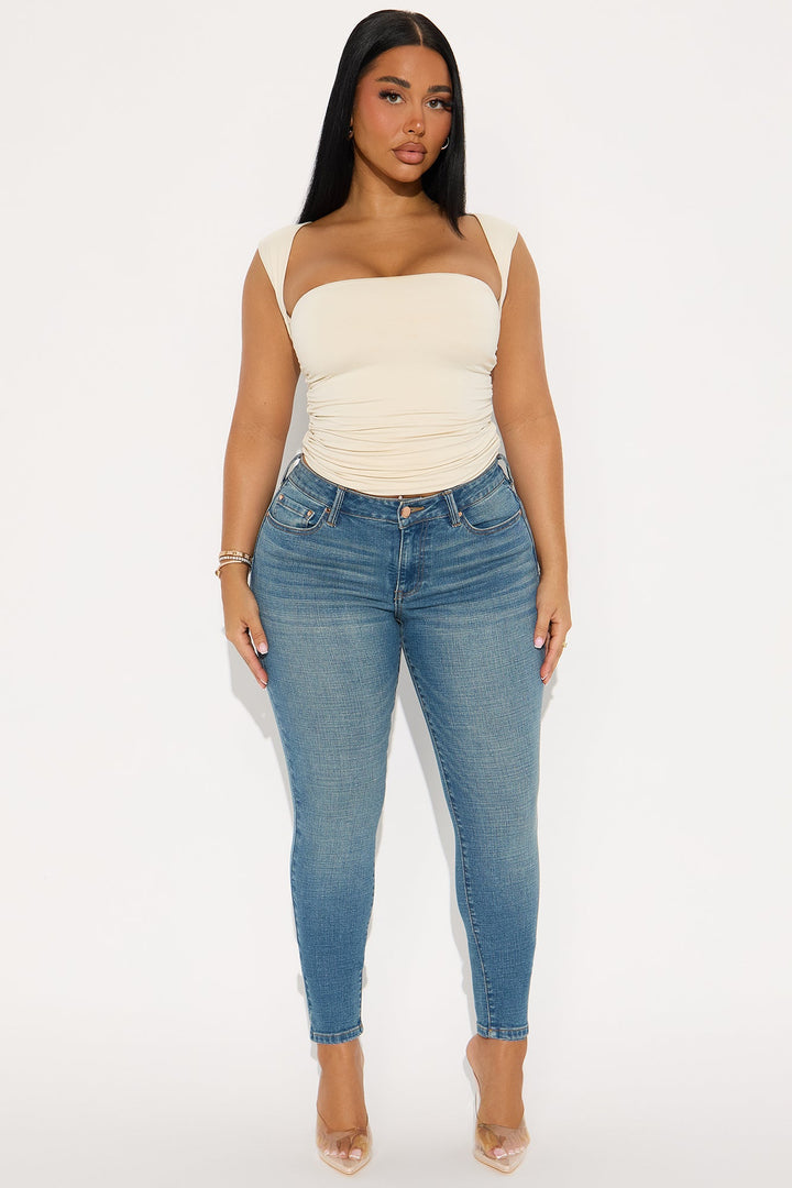 Much Better Crosshatch Skinny Jeans - Vintage Wash