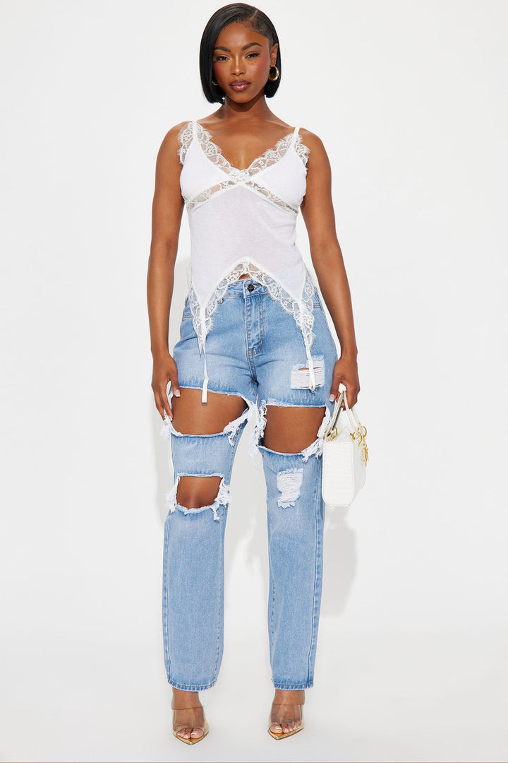 Dial Up Mom Destroyed Jeans - Light Wash