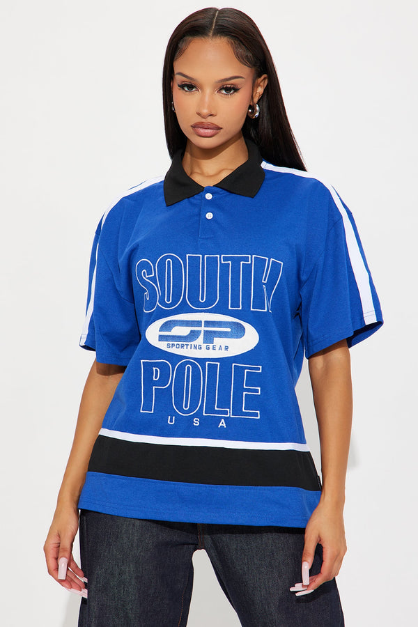 Southpole USA Oversized Polo Jersey Tee - Blue