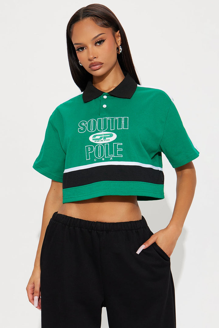 Southpole Legacy Polo Cropped Top - Green