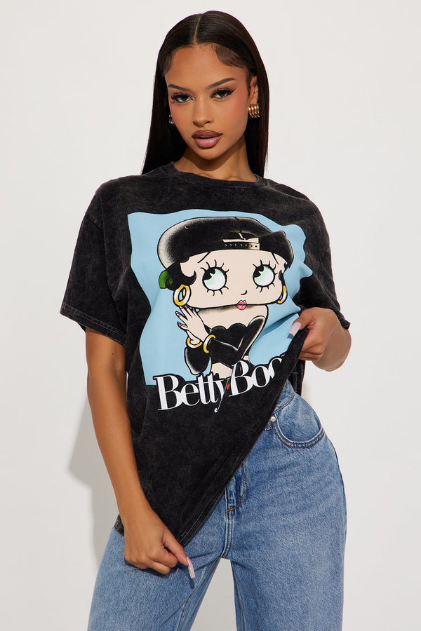Betty Boop Praying Washed Tee - Black