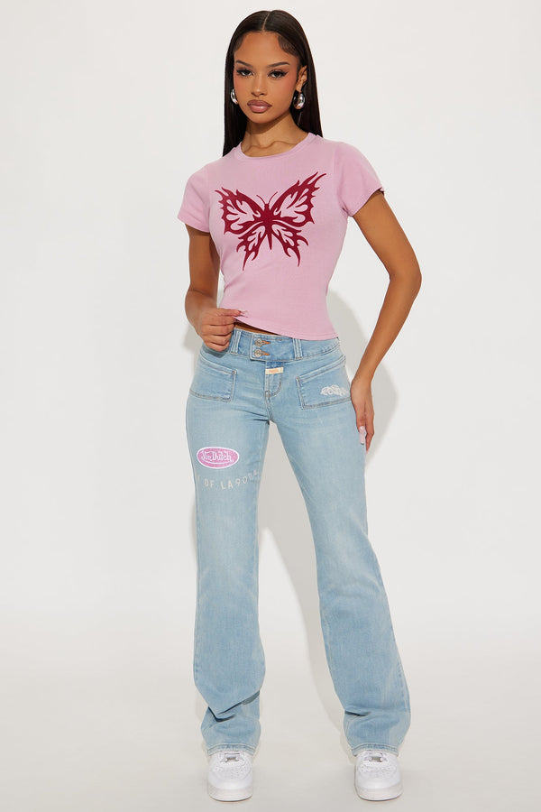 Von Dutch Y2K Low Rise Bootcut Jeans - Light Wash