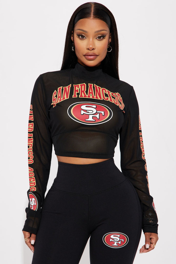 49ers Half Time Show Crop Top - Black