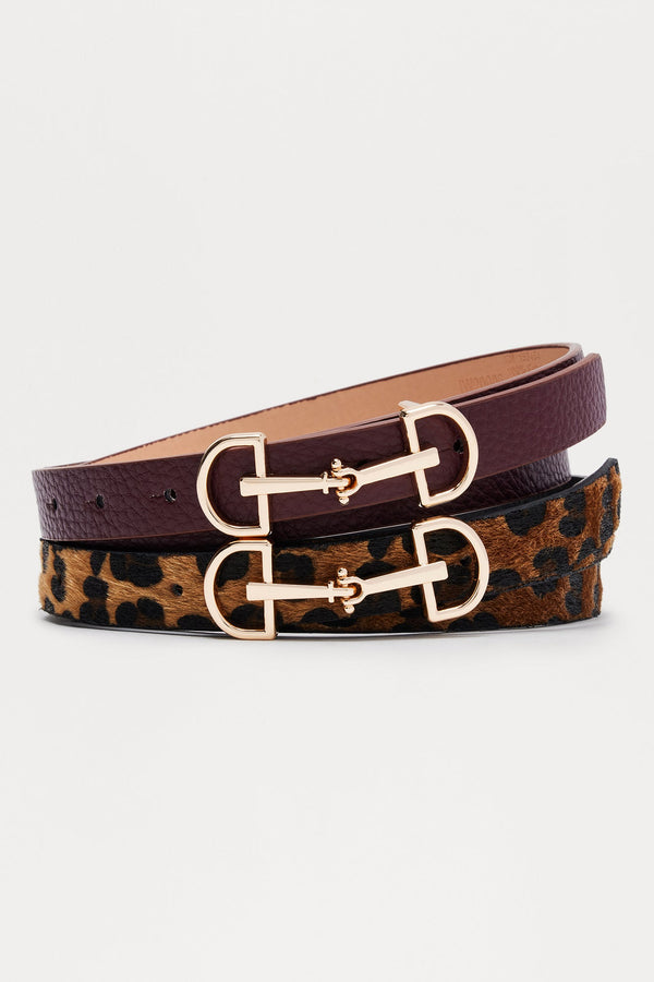 Taking Care Of Business 2 Piece Belt Set - Burgundy/combo