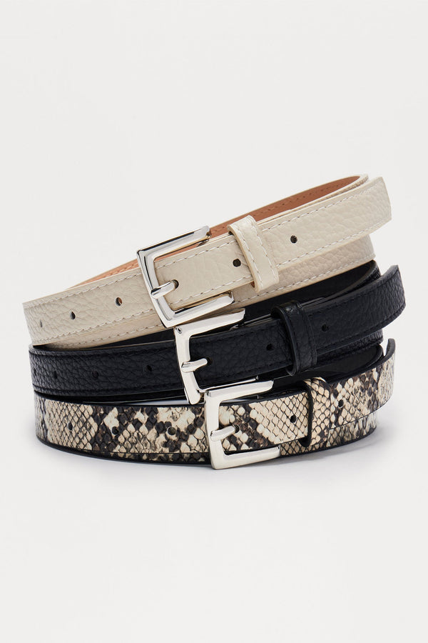Small Waist Big Confidence Trio Belt Set - Black/Silver