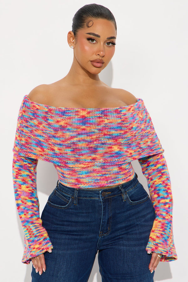 Rainbow Energy Colorblock Sweater Top - Multi Color