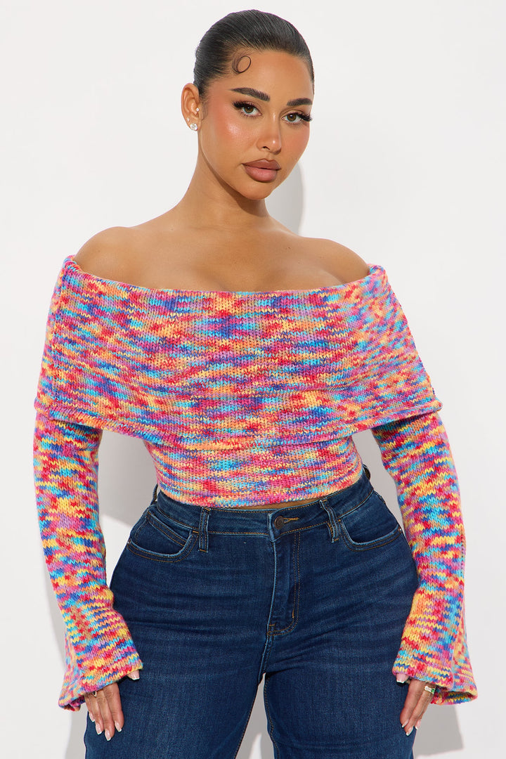 Rainbow Energy Colorblock Sweater Top - Multi Color