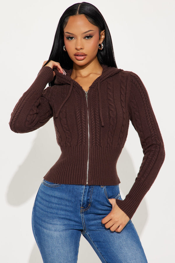 Everyday Thing Cable Knit Sweater - Chocolate
