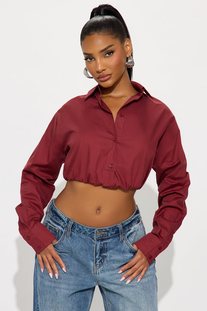 Extra Hours Poplin Shirt - Burgundy