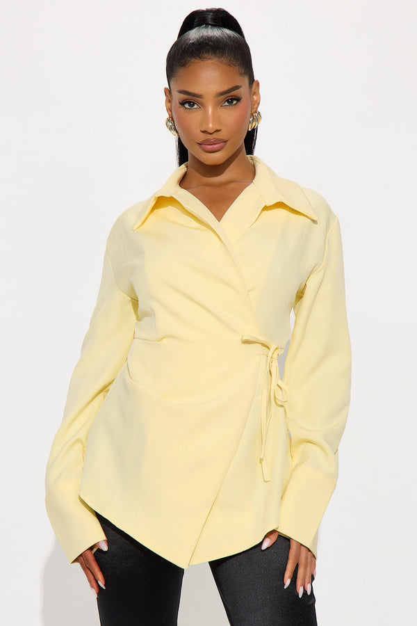 Soft Life Season Tie Waist Top - Butter Yellow