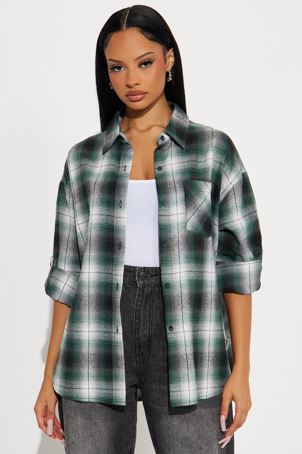 Shannon Plaid Flannel Shirt - Green/combo