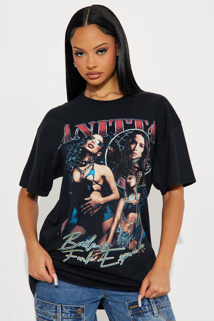 Anitta Jumbo Print Oversized Tee - Black