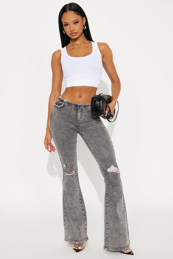 Highly Motivated Low Rise Flare Jeans - Dark Grey