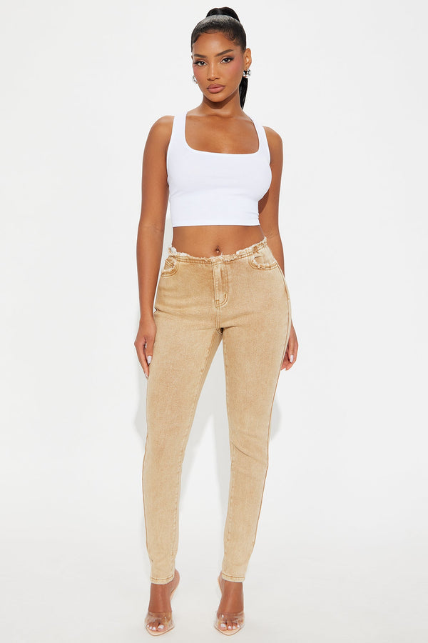 Highly Motivated Low Rise Skinny Jeans - Tan
