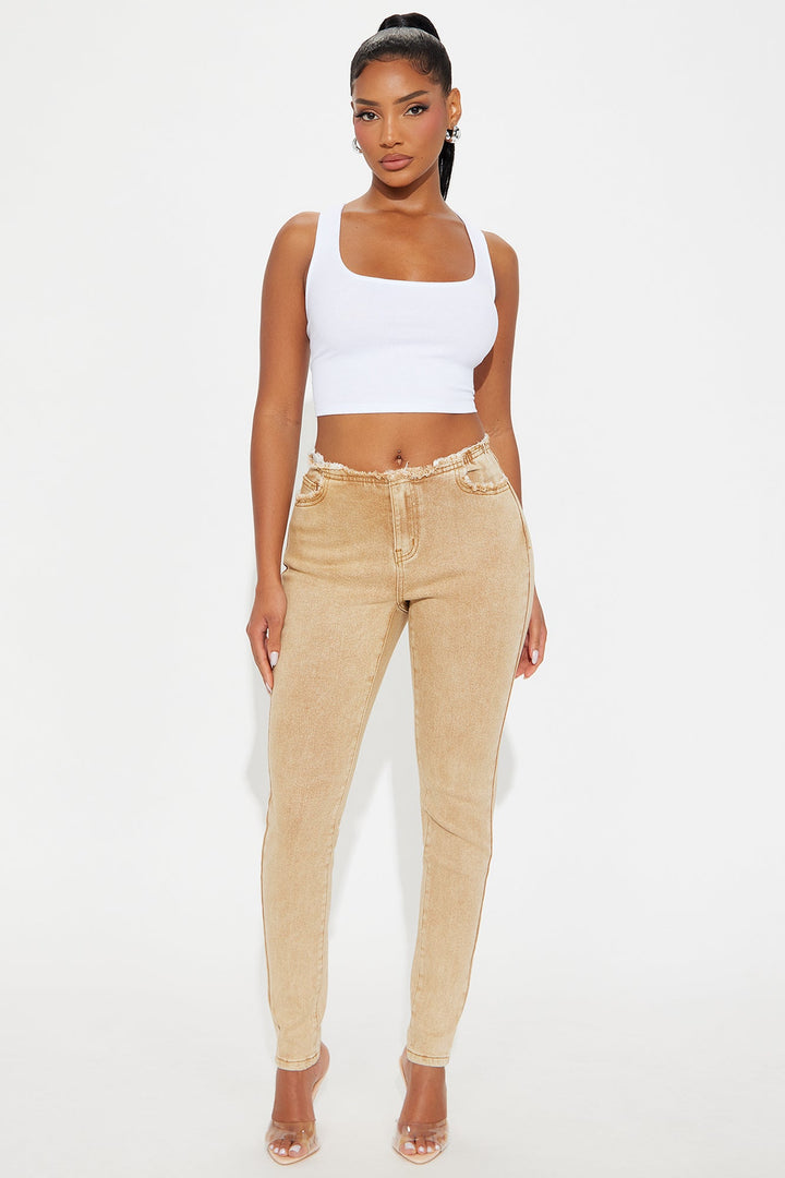 Highly Motivated Low Rise Skinny Jeans - Tan