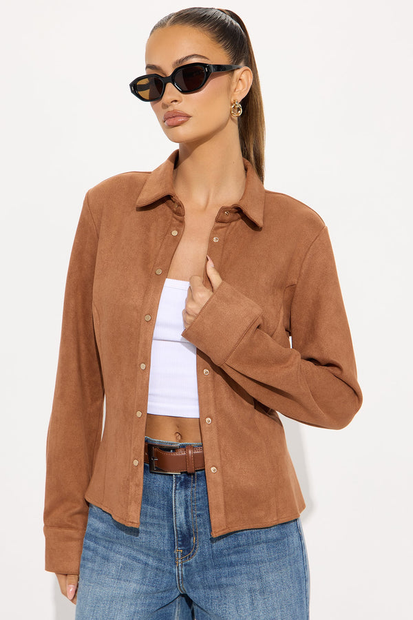 In The South Faux Suede Shirt - Camel