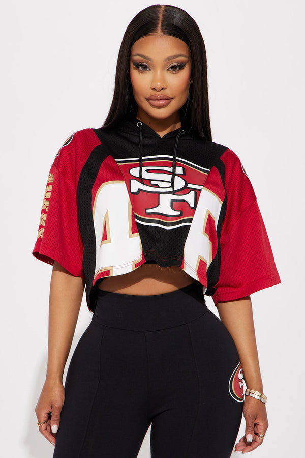 49ers Cropped Mesh Top - Red