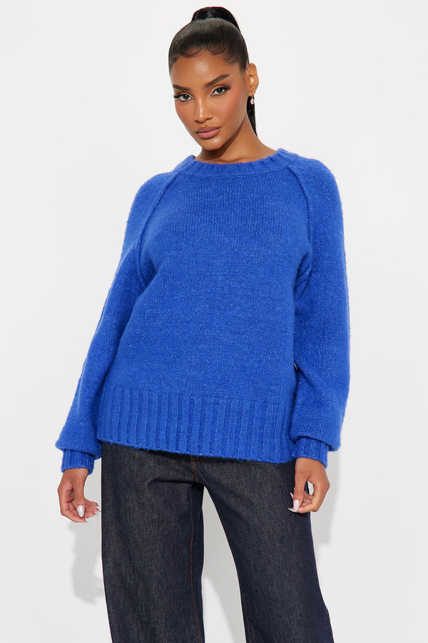 It's Cold Outside Oversized Sweater - CobaltBlue