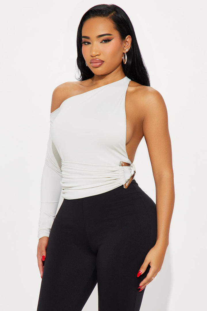Valory Cut Out Off Shoulder Top - Grey