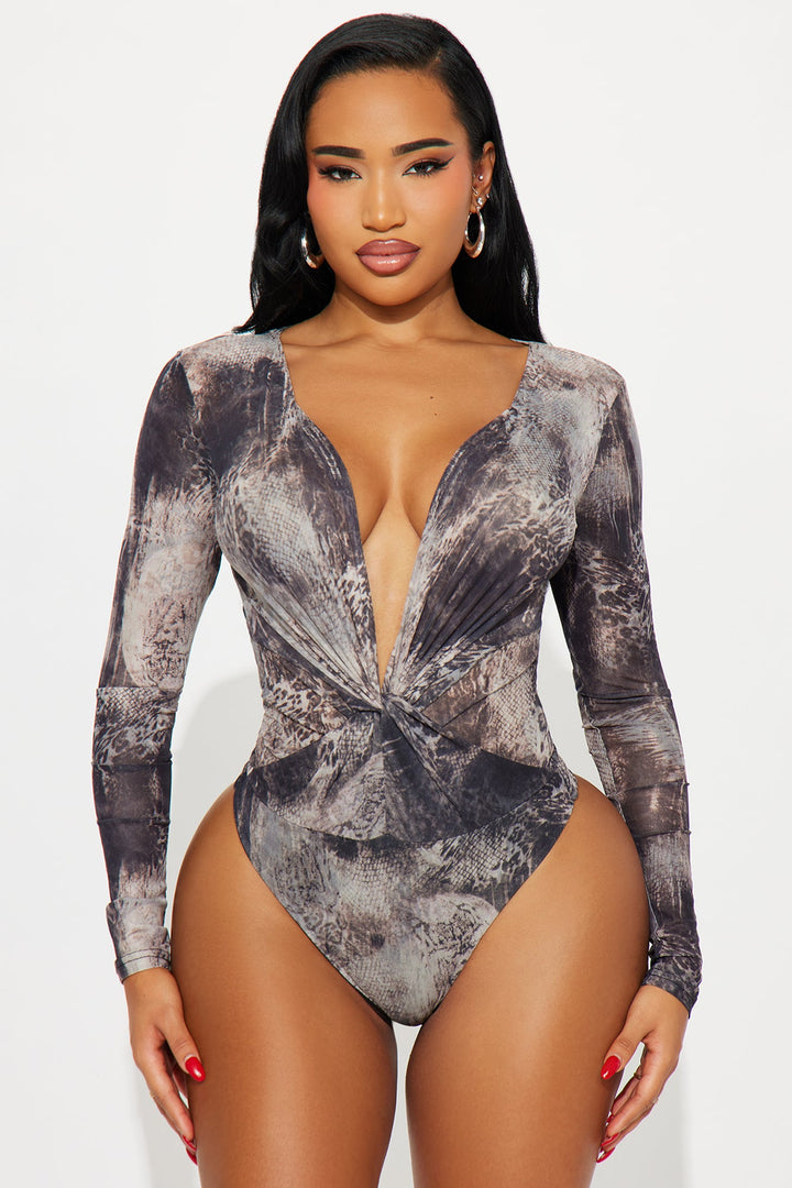 Live It Up Long Sleeve Mesh Bodysuit - Black/combo