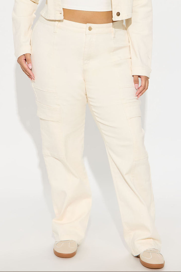 Non Disclosure Stretch Straight Leg Jean - Cream