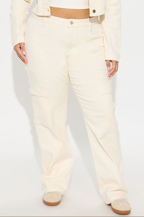 Non Disclosure Stretch Straight Leg Jean - Cream