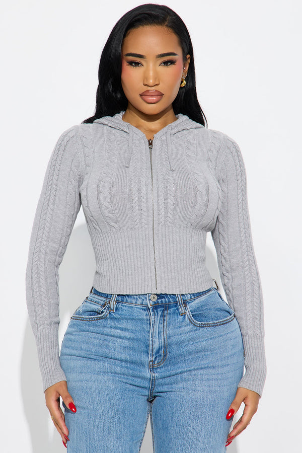 Everyday Thing Cable Knit Sweater - Grey