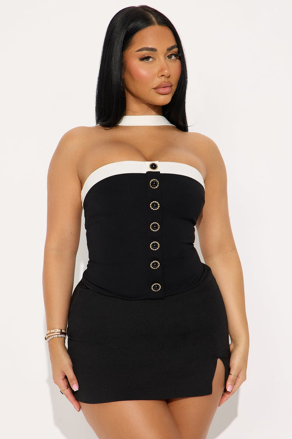 Clara Double Lined Top - Black/White