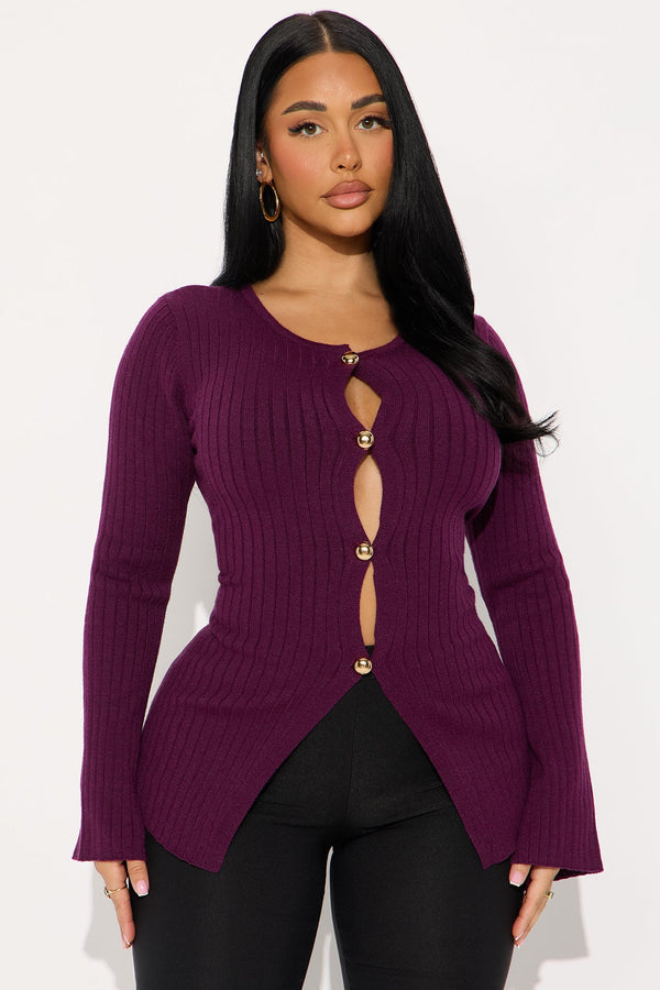 Felicity Hardware Cardigan - Plum