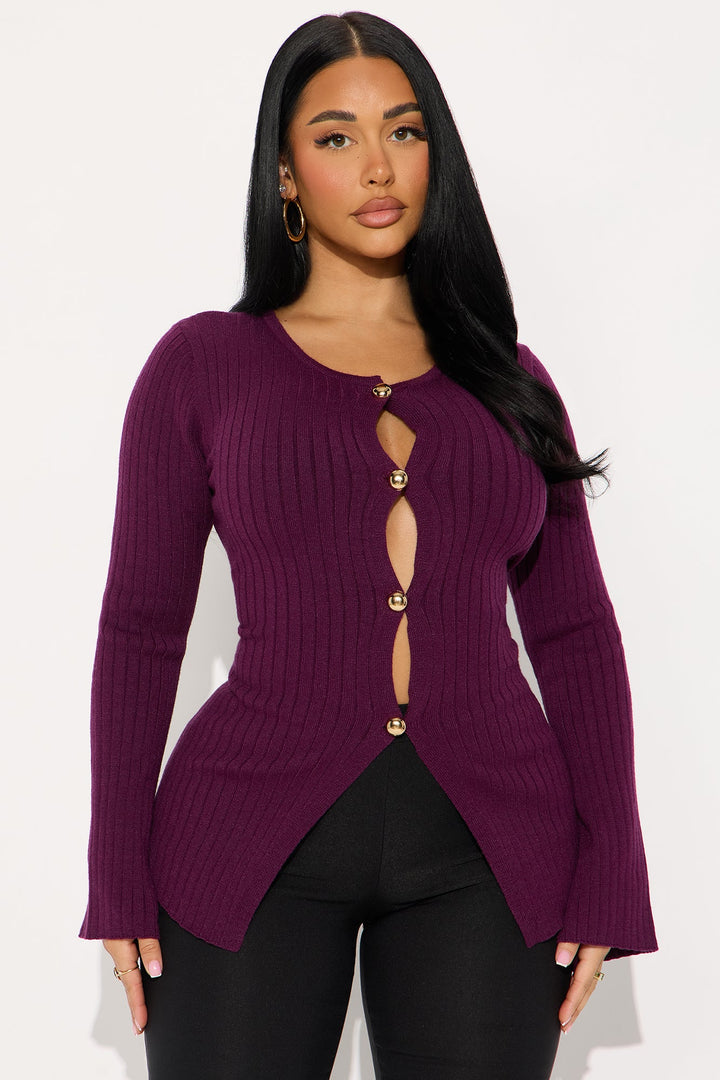 Felicity Hardware Cardigan - Plum