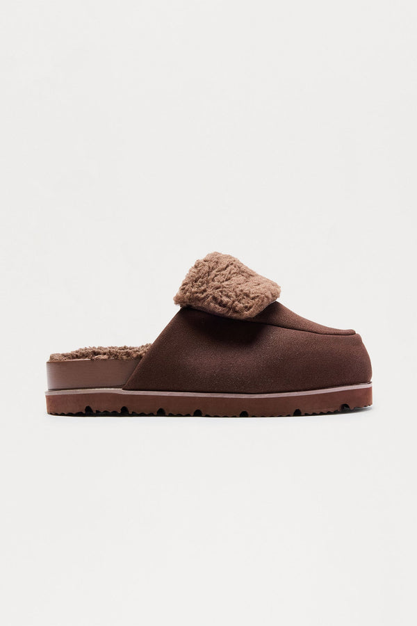 Login Faux Suede Slip On Flats - Chocolate