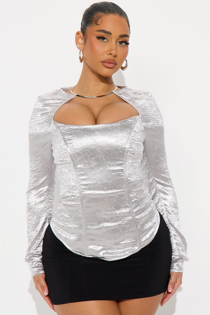 Flirt Expert Hardware Satin Corset - Silver