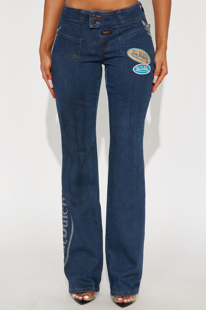 Von Dutch Wings Low Rise Bootcut Jeans - Medium Wash