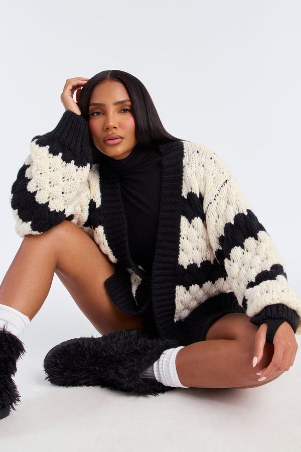 Summer Memories Chunky Striped Cardigan - Black/White