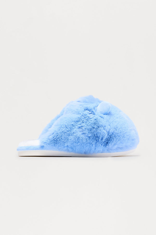 Fifi Faux Fur Slippers - Blue