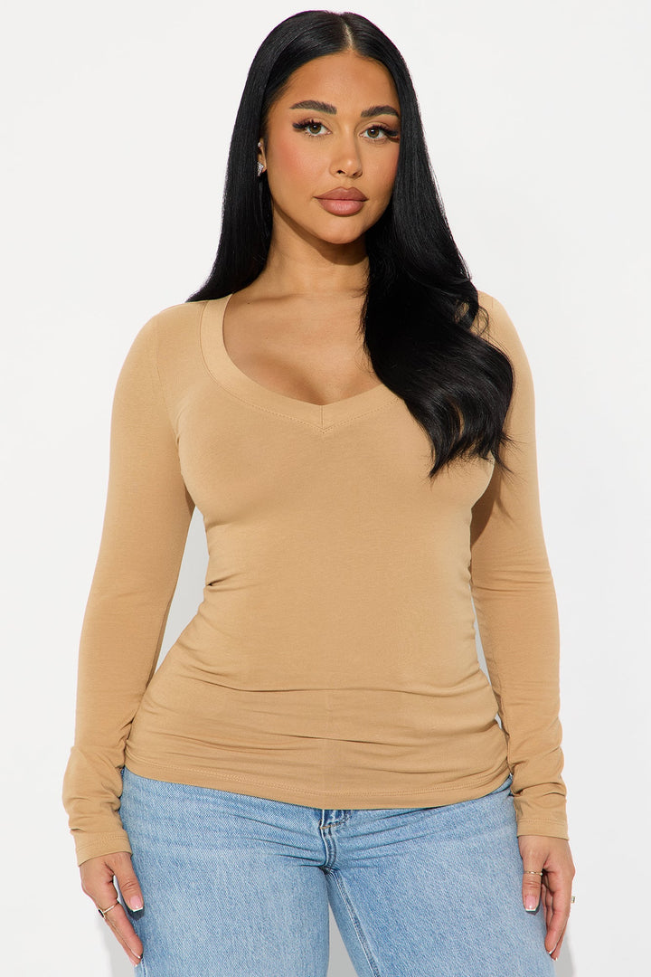 Sami V Neck Top - Camel