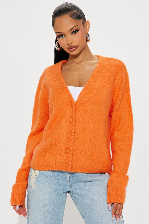 Yours To Keep Washed Cardigan - Orange